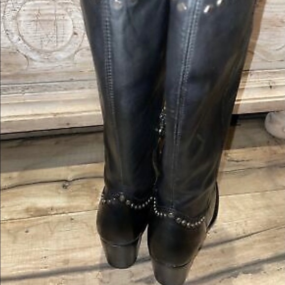 MARK NASON LOS ANGELES BLACK STUDDED LEATHER BOOTS - Picture 8 of 8